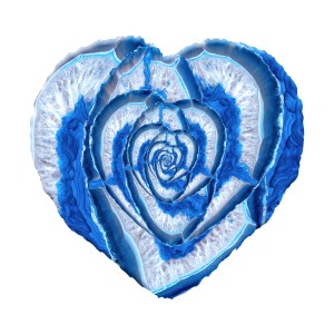 Blue Agate Geode Crystal Heart